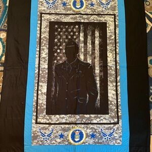 Handcrafted US Air Force Lap Quilt with Blue and Black Accents